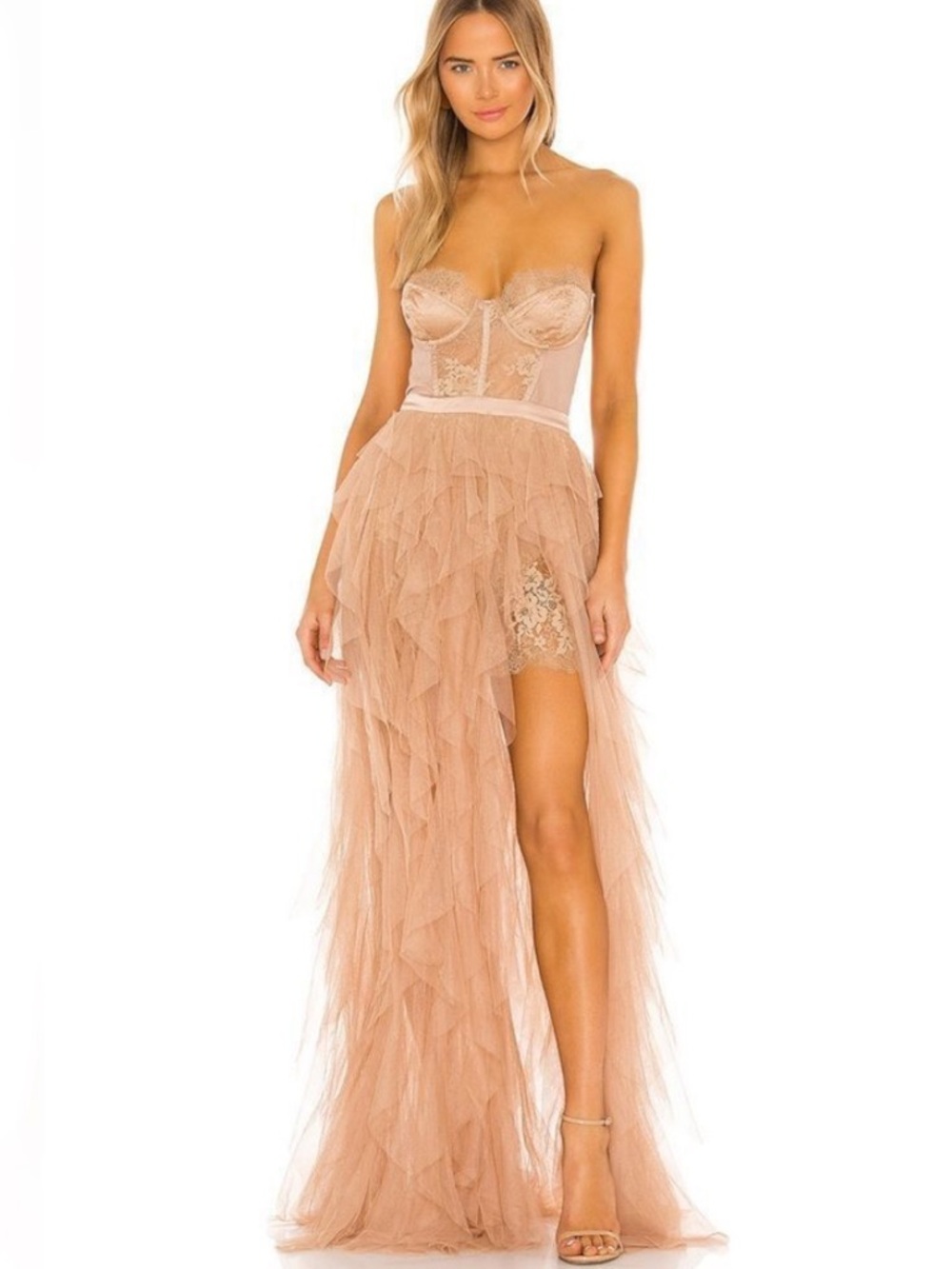 For Love And Lemon REVOLVE Bustier Gown in Warm Taupe Size: M